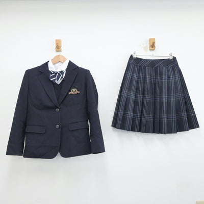 【中古】神奈川県 幸高等学校 女子制服 5点（ブレザー・シャツ・ニット・スカート）sf017347