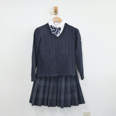 【中古】神奈川県 幸高等学校 女子制服 5点（ブレザー・シャツ・ニット・スカート）sf017347