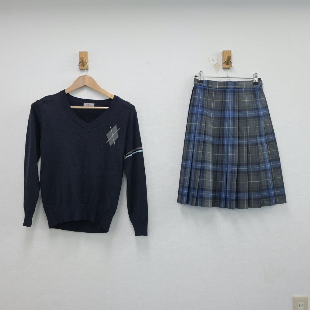 【中古】東京都 麹町学園女子中学校・高等学校 女子制服 4点（ブレザー・ニット・スカート）sf017356