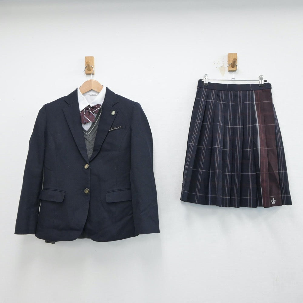 【中古】大阪府 布施北高等学校 女子制服 6点（ブレザー・シャツ・ニット・スカート）sf017358