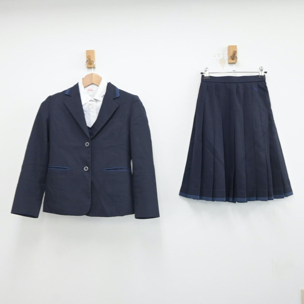 【中古】徳島県 小松島西高等学校 女子制服 4点（ブレザー・シャツ・ニット・スカート）sf017360