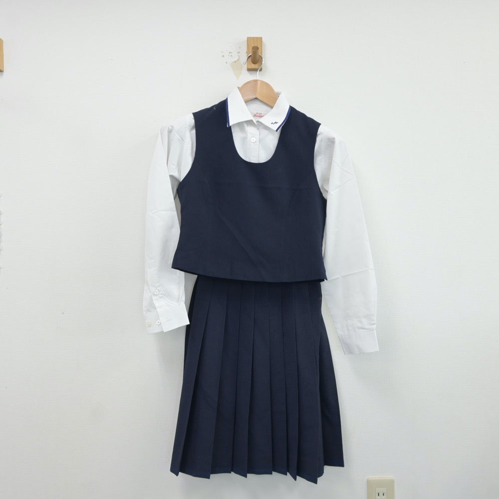 【中古】徳島県 小松島西高等学校 女子制服 3点（シャツ・ベスト・スカート）sf017361