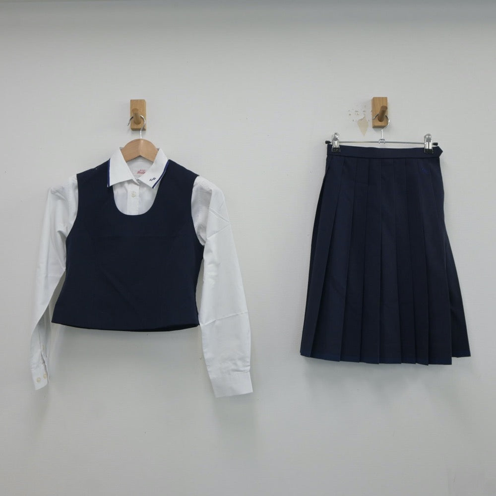 【中古】徳島県 小松島西高等学校 女子制服 3点（シャツ・ベスト・スカート）sf017361