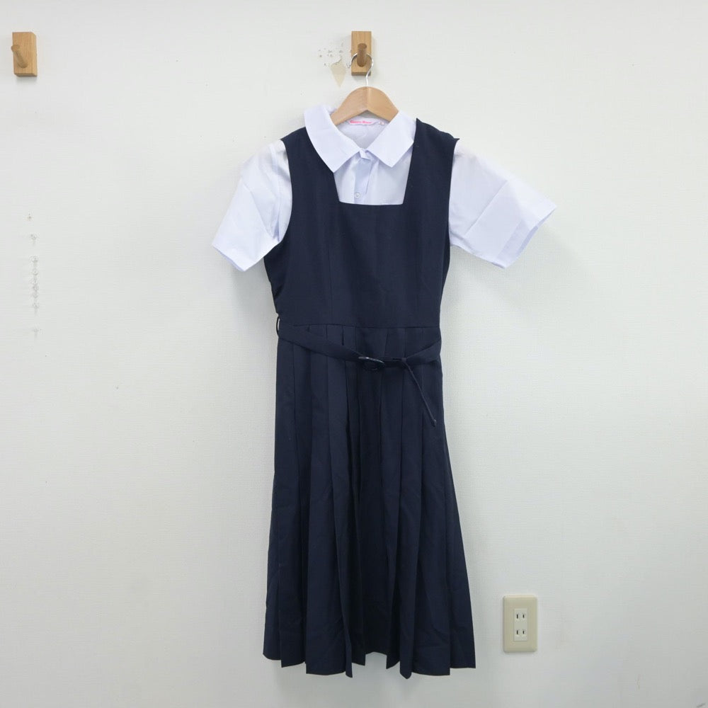 【中古】東京都 奥戸中学校 女子制服 2点（シャツ・ジャンパースカート）sf017365