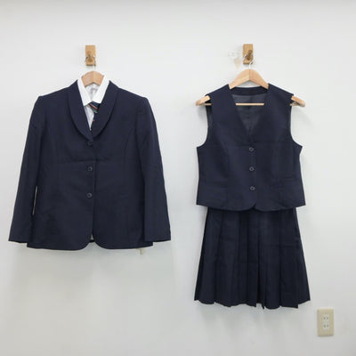 【中古】岡山県 倉敷中央高等学校 女子制服 6点（ブレザー・シャツ・ベスト・ニット・スカート）sf017370