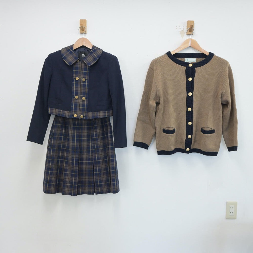 【中古】福岡県 福岡市立福岡女子高等学校 女子制服 3点（ブレザー・ニット・スカート）sf017408