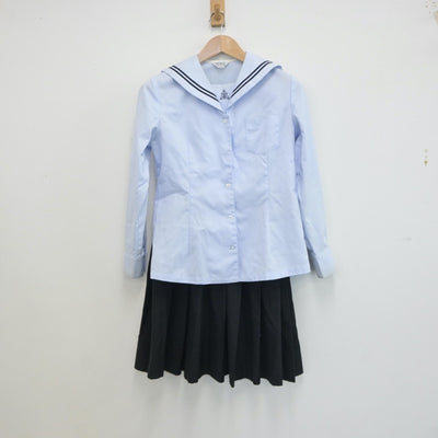 【中古】熊本県 熊本県立菊池高等学校 女子制服 3点（セーラー服・スカート）sf017423