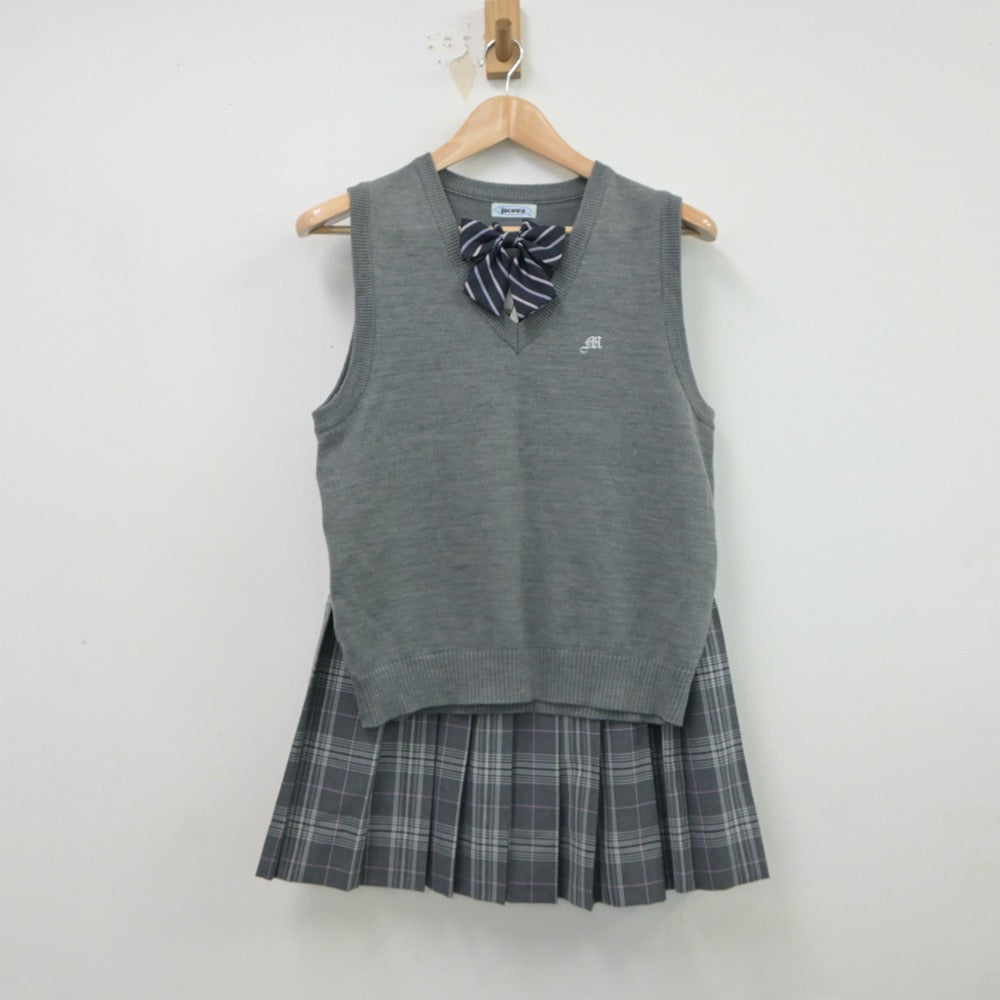 【中古】東京都 東京都立三鷹中等教育学校 女子制服 3点（ニットベスト・スカート）sf017435