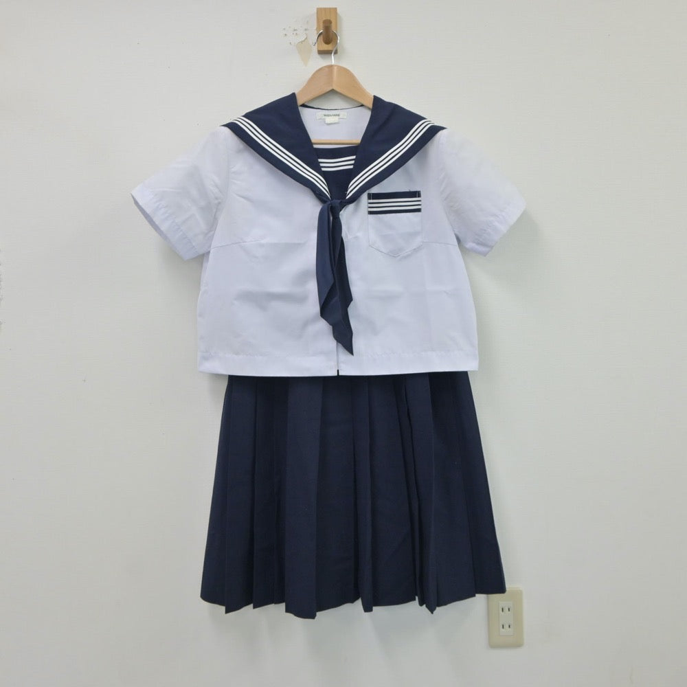 【中古】静岡県 磐田城山中学校 女子制服 4点（セーラー服・スカート）sf017457