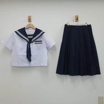 【中古】静岡県 磐田城山中学校 女子制服 4点（セーラー服・スカート）sf017457