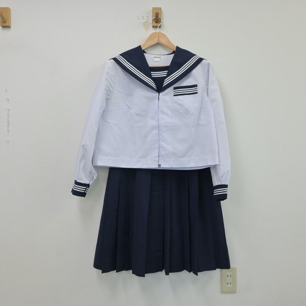 【中古】静岡県 磐田城山中学校 女子制服 4点（セーラー服・スカート）sf017457