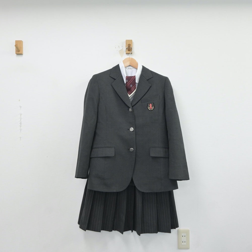 【中古】兵庫県 明石城西高等学校 女子制服 5点（ブレザー・シャツ・ニット・スカート）sf017488