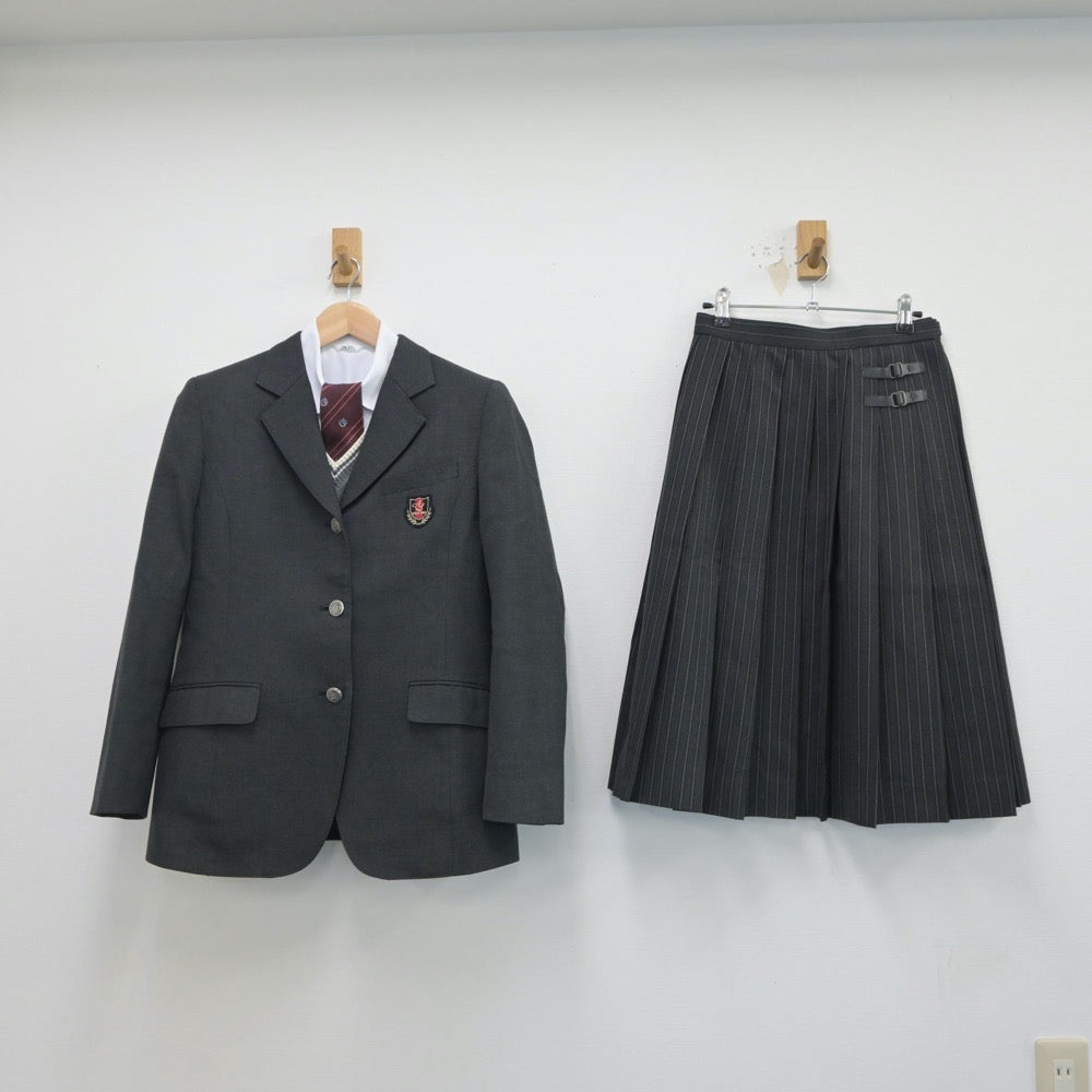 【中古】兵庫県 明石城西高等学校 女子制服 5点（ブレザー・シャツ・ニット・スカート）sf017488