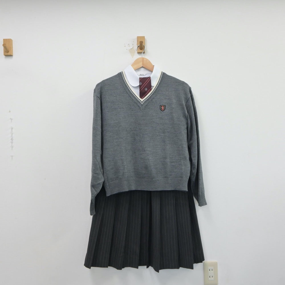 【中古】兵庫県 明石城西高等学校 女子制服 5点（ブレザー・シャツ・ニット・スカート）sf017488