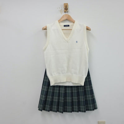 【中古】東京都 都立美原高等学校 女子制服 4点（ニットベスト・スカート）sf017505