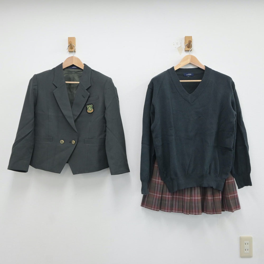 【中古】京都府 花園高等学校 女子制服 4点（ブレザー・ニット・スカート）sf017510