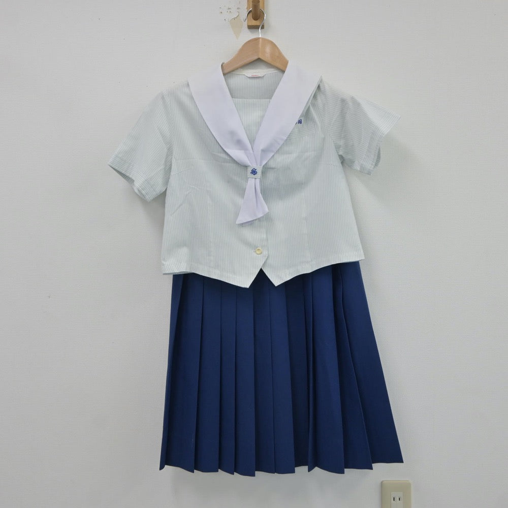 【中古】長崎県 真城中学校 女子制服 3点（セーラー服・ニットベスト・スカート）sf017548