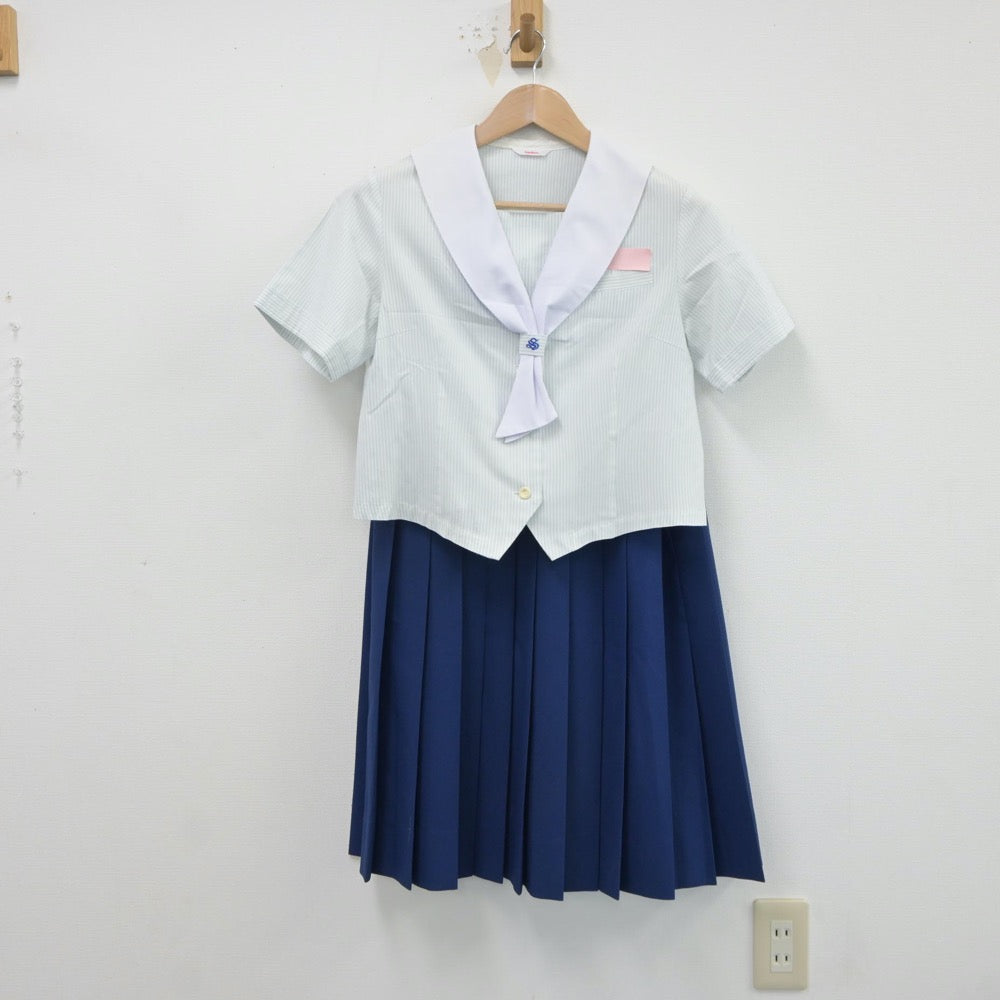 【中古】長崎県 真城中学校 女子制服 3点（セーラー服・ニットベスト・スカート）sf017549