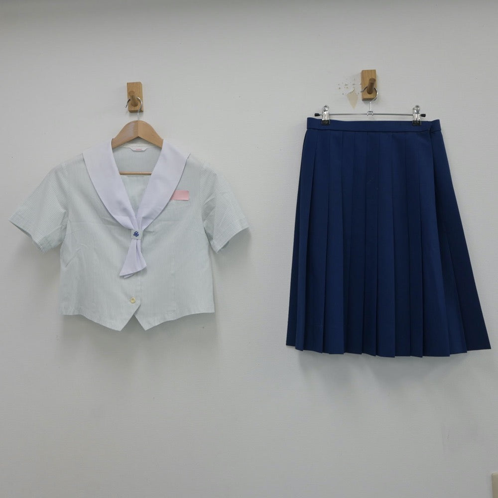 【中古】長崎県 真城中学校 女子制服 3点（セーラー服・ニットベスト・スカート）sf017549