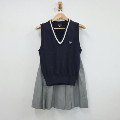 【中古】愛知県 中京大学附属中京高等学校 女子制服 2点（ニットベスト・スカート）sf017555