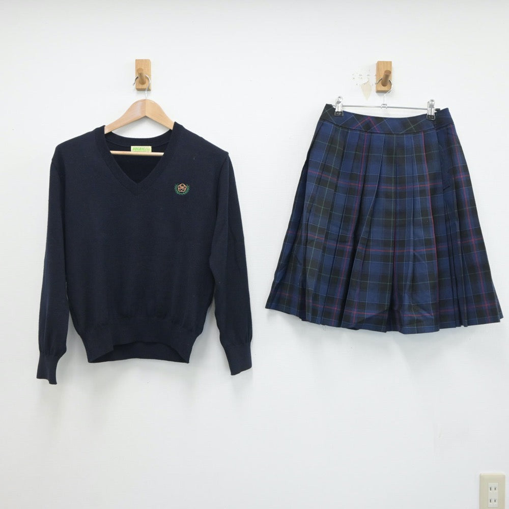 【中古】熊本県 熊本中央高等学校 女子制服 5点（ブレザー・シャツ・ニット・スカート）sf017563