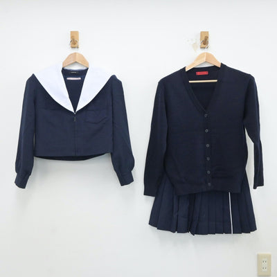 【中古】愛知県 菊里高等学校 女子制服 3点（セーラー服・ニット・スカート）sf017581