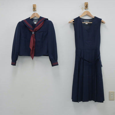 【中古】埼玉県 大谷中学校 女子制服 4点（セーラー服・ジャンパースカート・ニット）sf017592