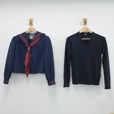 【中古】埼玉県 大谷中学校 女子制服 4点（セーラー服・ジャンパースカート・ニット）sf017592