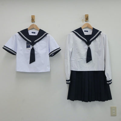 【中古】鳥取県 河北中学校 女子制服 5点（セーラー服・セーラー服・スカート）sf017593