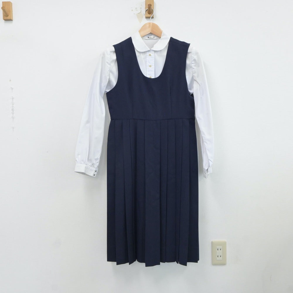 【中古】熊本県 帯山中学校 女子制服 2点（シャツ・ジャンパースカート）sf017606