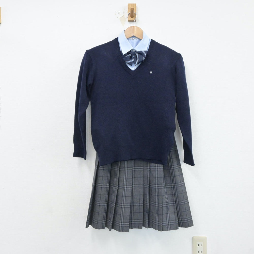 【中古】静岡県 浜松市立高等学校 女子制服 6点（ブレザー・シャツ・ニット・スカート）sf017618