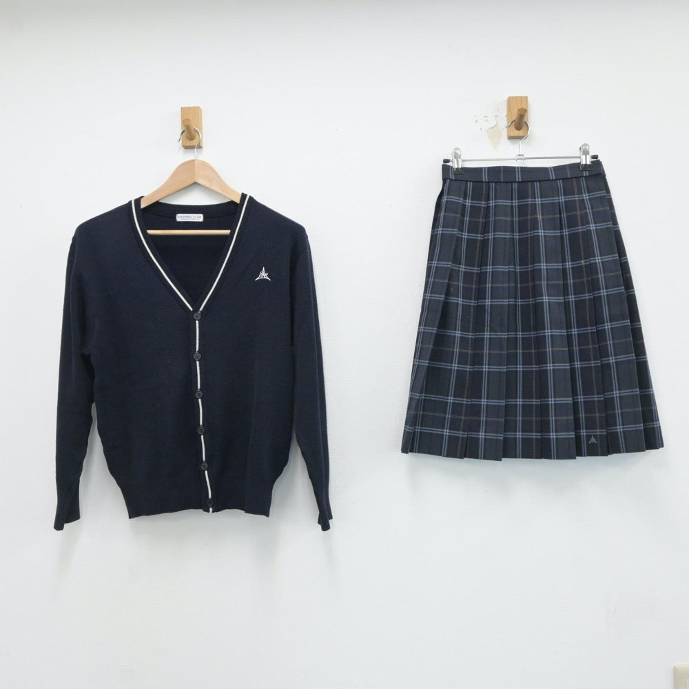 【中古】愛知県 山田高等学校 女子制服 3点（ニット・スカート）sf017619