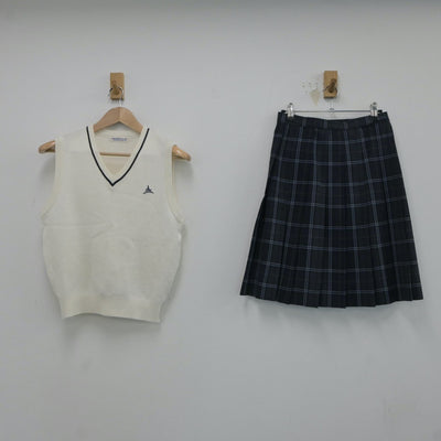 【中古】愛知県 山田高等学校 女子制服 2点（ニットベスト・スカート）sf017620