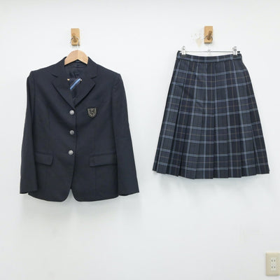 【中古】愛知県 山田高等学校 女子制服 4点（ブレザー・ニット・スカート）sf017621