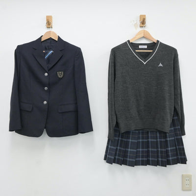 【中古】愛知県 山田高等学校 女子制服 4点（ブレザー・ニット・スカート）sf017621