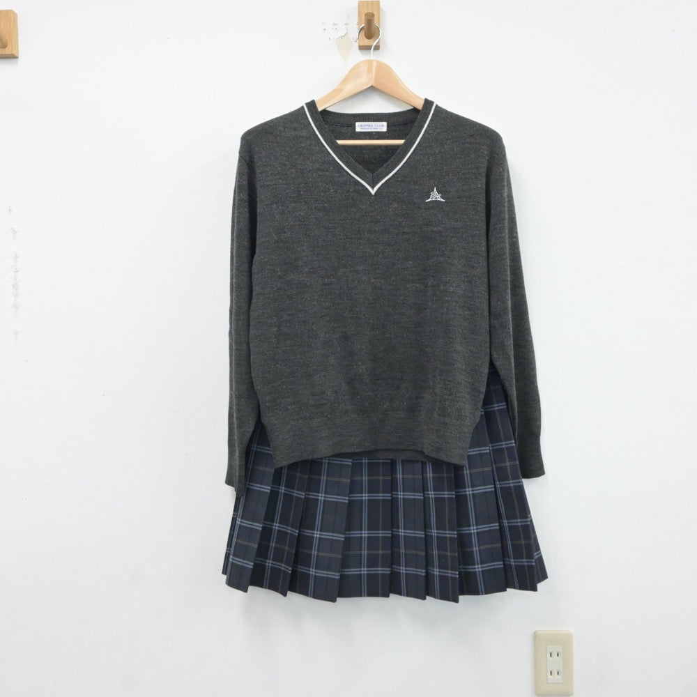 【中古】愛知県 山田高等学校 女子制服 4点（ブレザー・ニット・スカート）sf017621