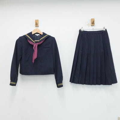 【中古】青森県 弘前学院聖愛高等学校 女子制服 4点（セーラー服・ニット・スカート）sf017624