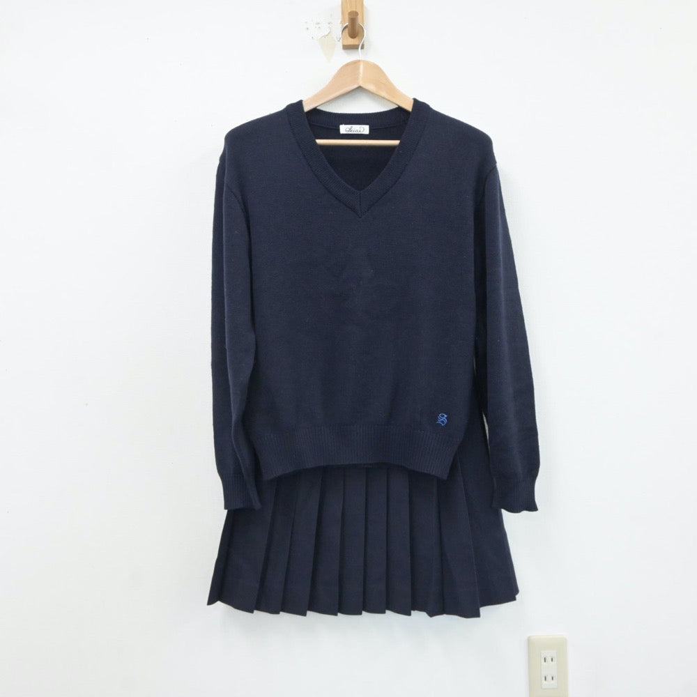 【中古】青森県 弘前学院聖愛高等学校 女子制服 4点（セーラー服・ニット・スカート）sf017624