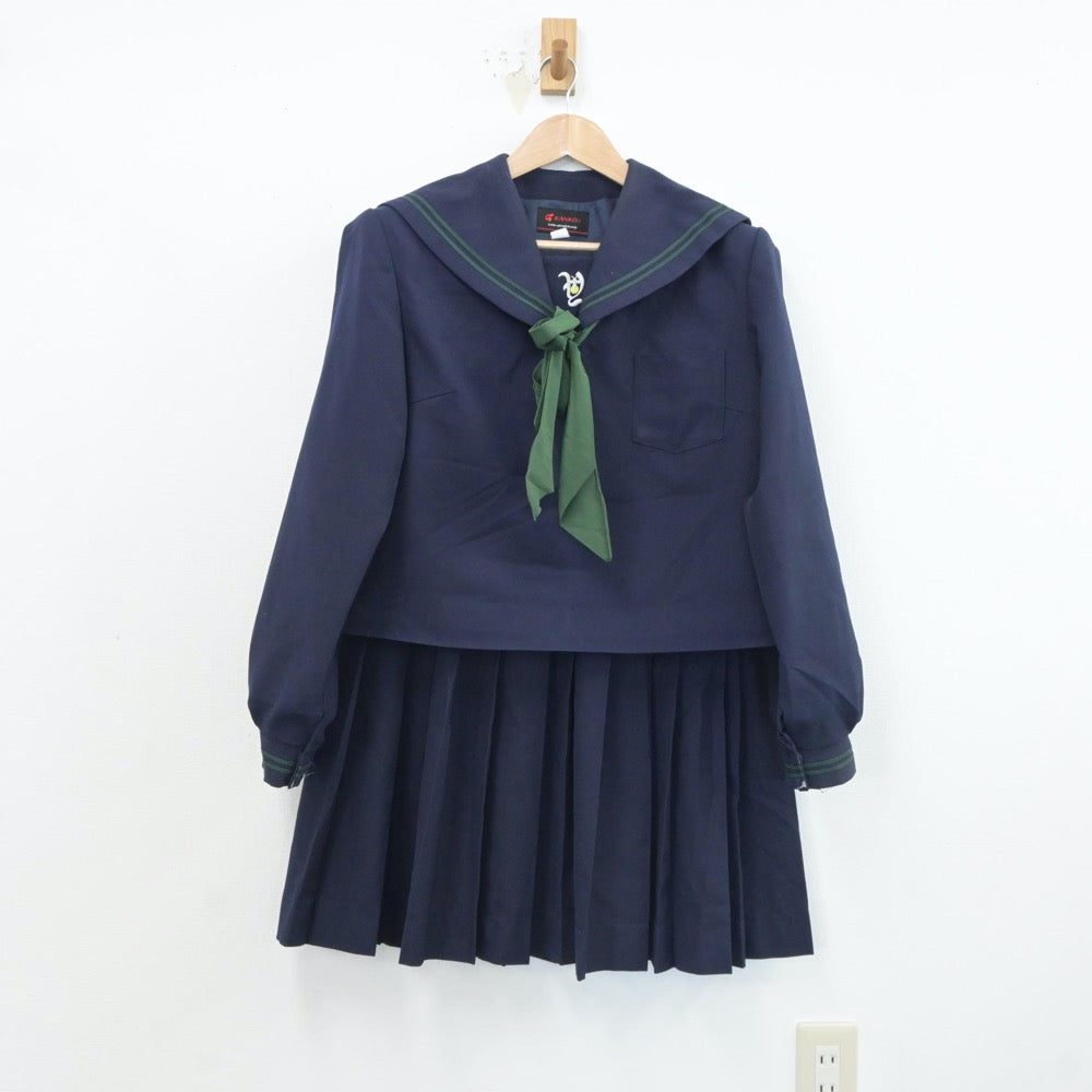 【中古】岡山県 矢掛中学校 女子制服 4点（セーラー服・スカート）sf017657