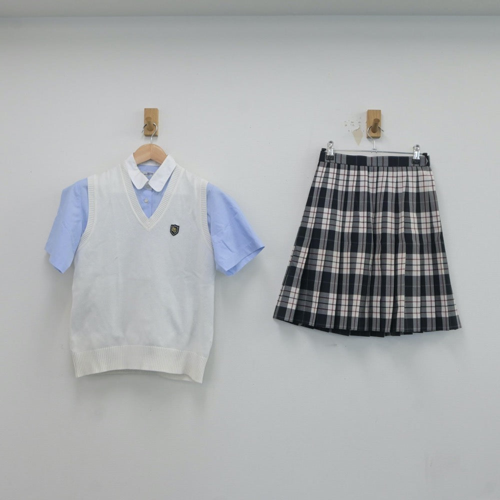 【中古】東京都 豊島学院高等学校 女子制服 4点（ニットベスト・シャツ・スカート）sf017665