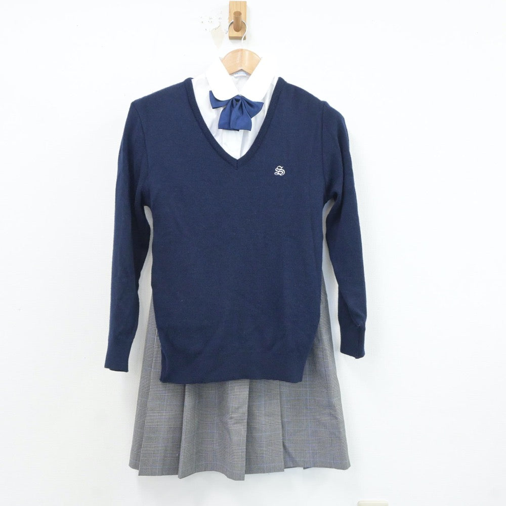 【中古】神奈川県 清心女子高等学校 女子制服 5点（ブレザー・シャツ・ニット・スカート）sf017674