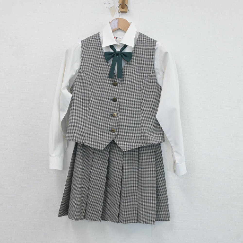 【中古】岡山県 岡山城東高等学校 女子制服 5点（ブレザー・シャツ・ベスト・スカート）sf017686