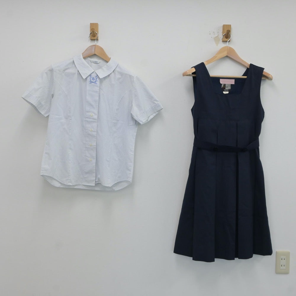 【中古】長野県 長野清泉女学院中学・高等学校 女子制服 2点（シャツ・ジャンパースカート）sf017694