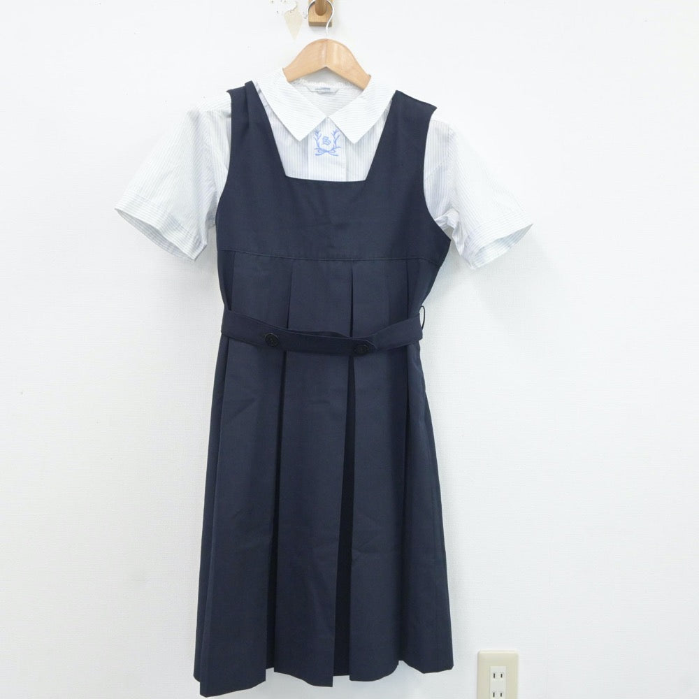 【中古】長野県 長野清泉女学院中学・高等学校 女子制服 2点（シャツ・ジャンパースカート）sf017695