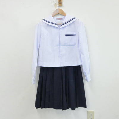 【中古】静岡県 掛川北中学校 女子制服 4点（セーラー服・スカート）sf017706