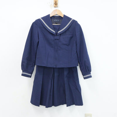 【中古】福島県 富田中学校 女子制服 2点（セーラー服・スカート）sf017708