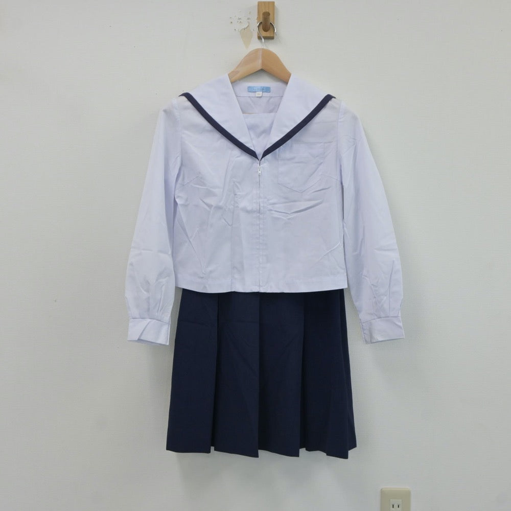 【中古】福島県 富田中学校 女子制服 4点（セーラー服・スカート）sf017709