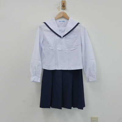 【中古】福島県 富田中学校 女子制服 4点（セーラー服・スカート）sf017709