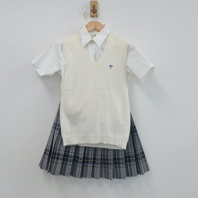 【中古】福島県 帝京安積高等学校 女子制服 3点（シャツ・ニットベスト・スカート）sf017711