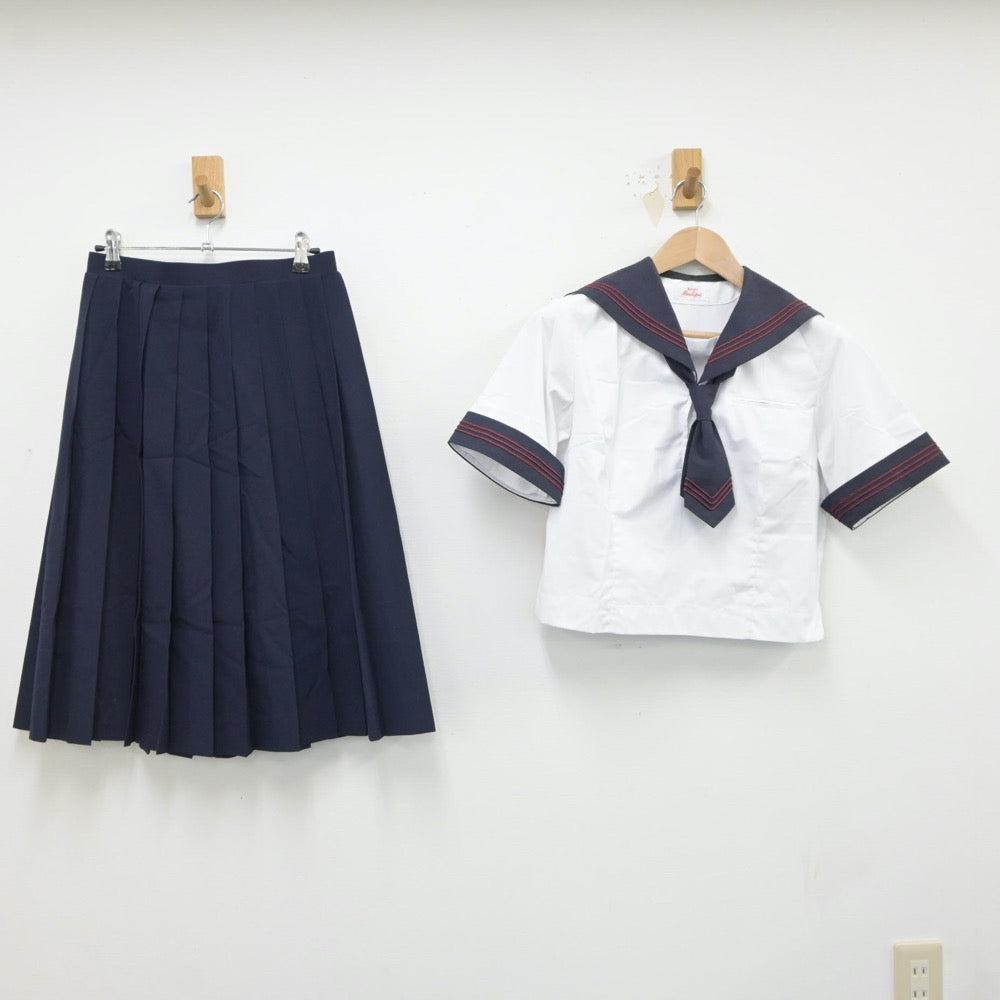 【中古】千葉県 根木内中学校 女子制服 3点（セーラー服・スカート）sf017733